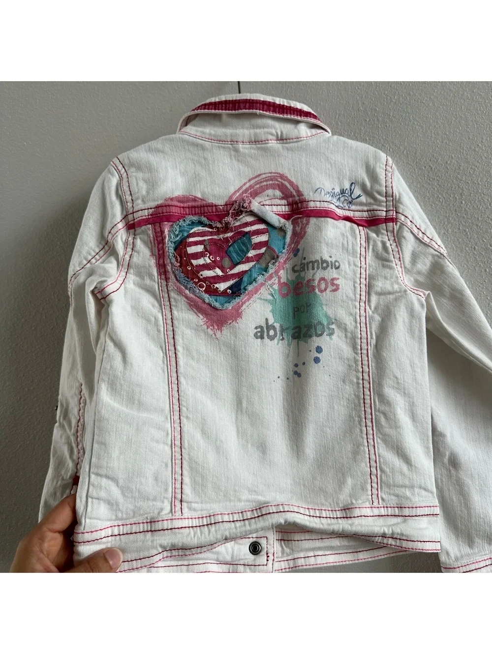 Desigual White Denim Jacket Girl's Size 7/8